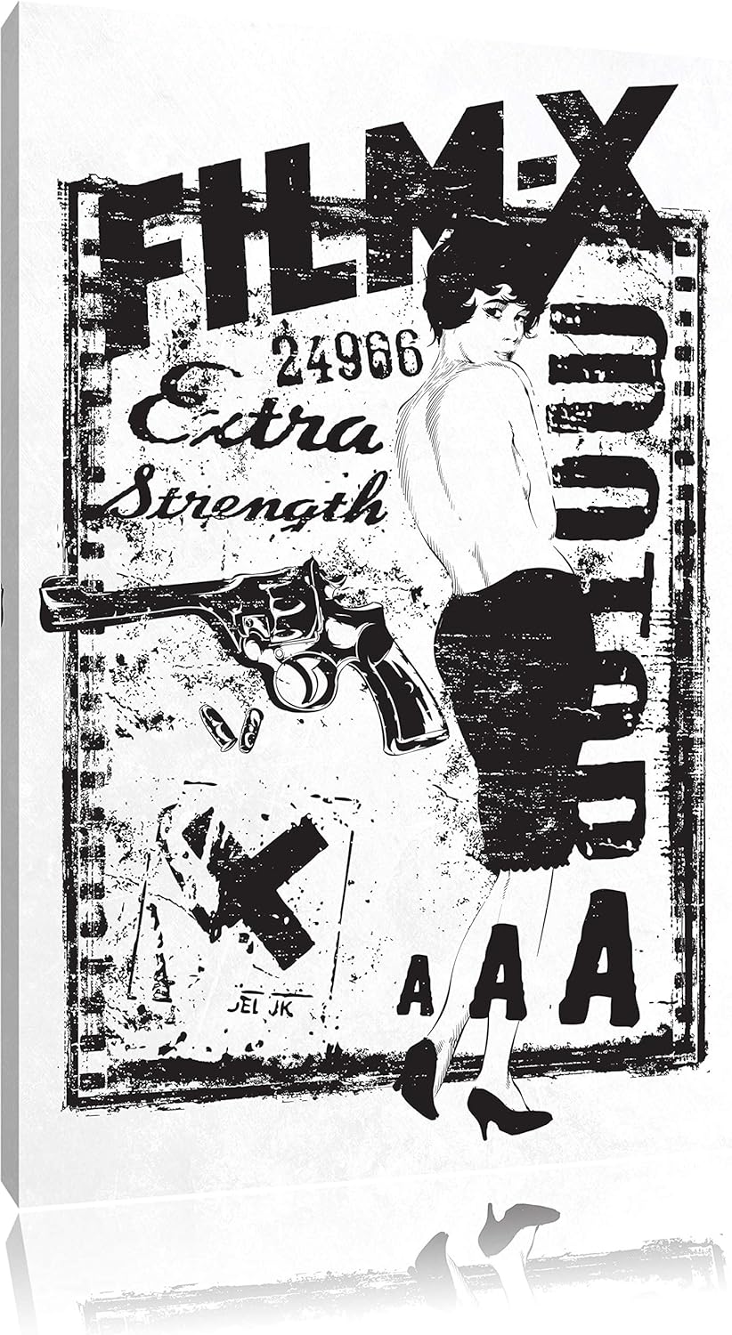 Pixxprint Film x White Bild auf Leinwand, XXL riesige Bilder fertig gerahmt mit Keilrahmen, Kunstdru