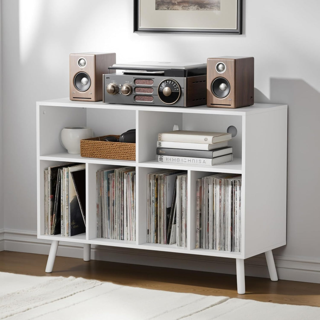 Plattenspieler-Ständer mit Schallplattenaufbewahrung, Vinyl-Plattenregal mit Präsentationsfläche, Sc