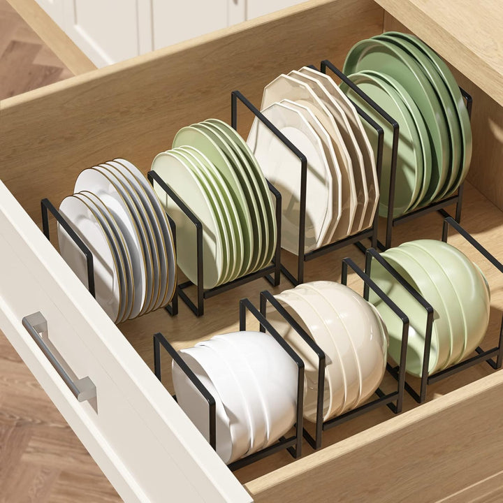 Metal 2 Pack Plate Rack/Dish Drainer - Kitchen Cabinet Storage Organiser, Tableware 2-pack Black, 2-