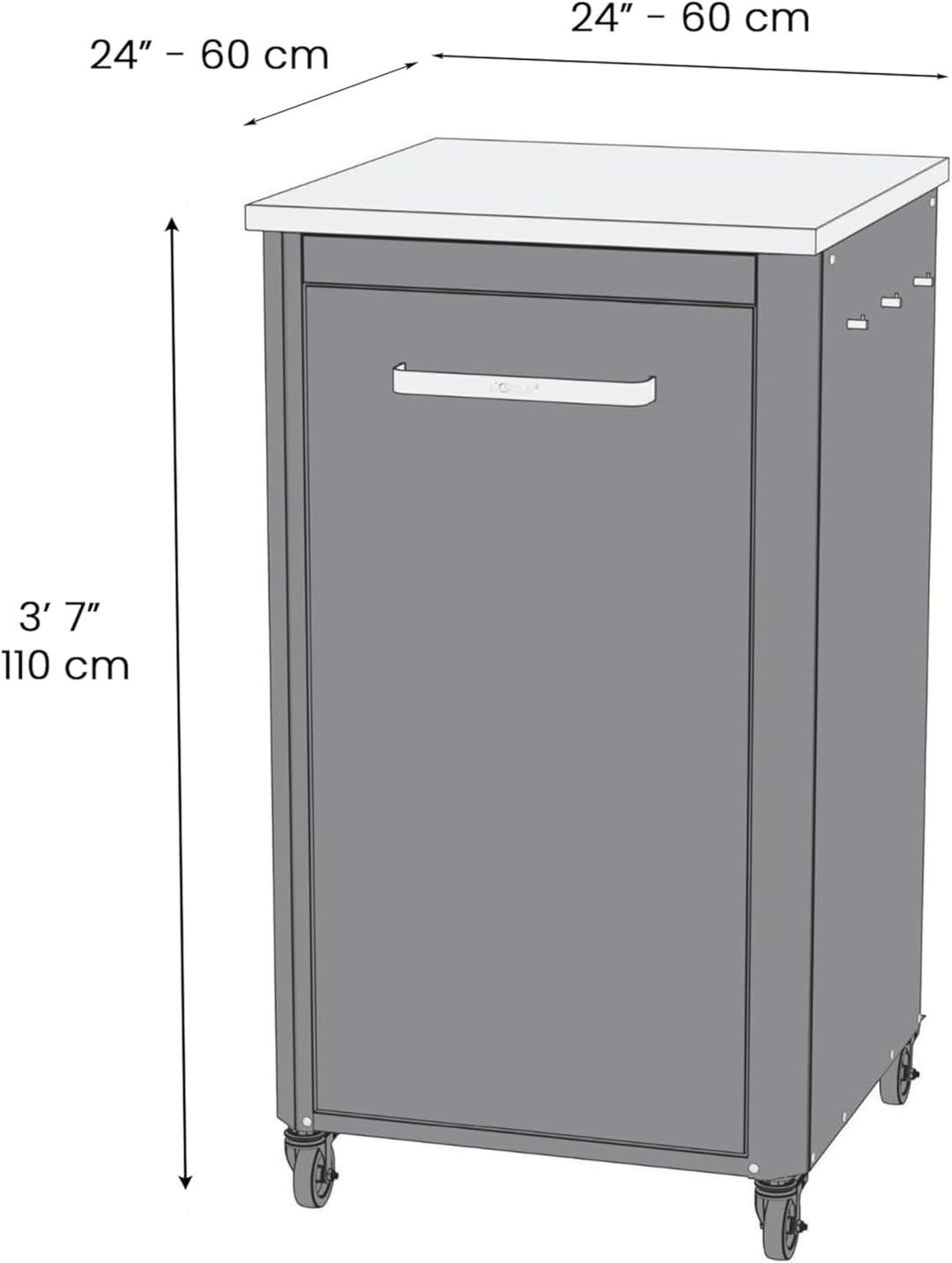 cozze® Outdoor Küche | H110 cm | Edelstahl Arbeitsplatte | Modulares Design | Mit Stauraum & Haken |
