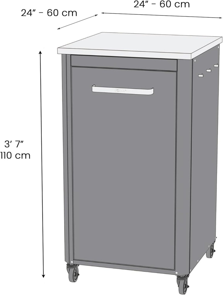 cozze® Outdoor Küche | H110 cm | Edelstahl Arbeitsplatte | Modulares Design | Mit Stauraum & Haken |