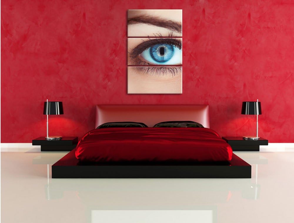 Pixxprint Auge Einer Frau 3-Teiler Leinwandbild 120x80 Bild auf Leinwand