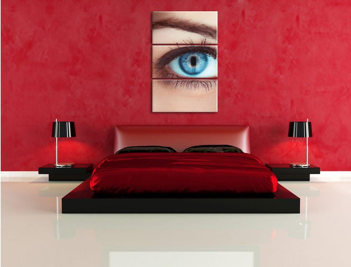 Pixxprint Auge Einer Frau 3-Teiler Leinwandbild 120x80 Bild auf Leinwand