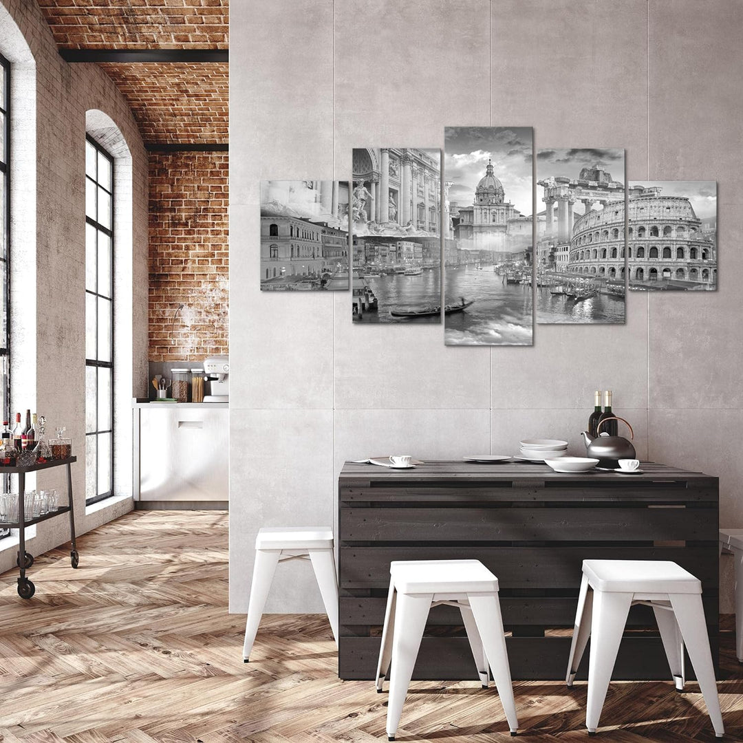 Runa Art - Bilder Italien 200 x 100 cm 5 Teilig XXL Wanddekoration Design Grau 024451c 200 x 100 cm