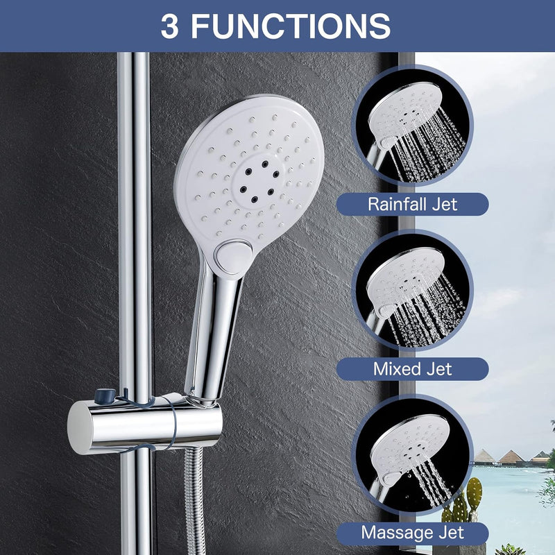 kisimixer Duschsystem mit Einhebelmischer - Regendusche Duschset mit 2 Strahlarten(8 Zoll), Duschkop