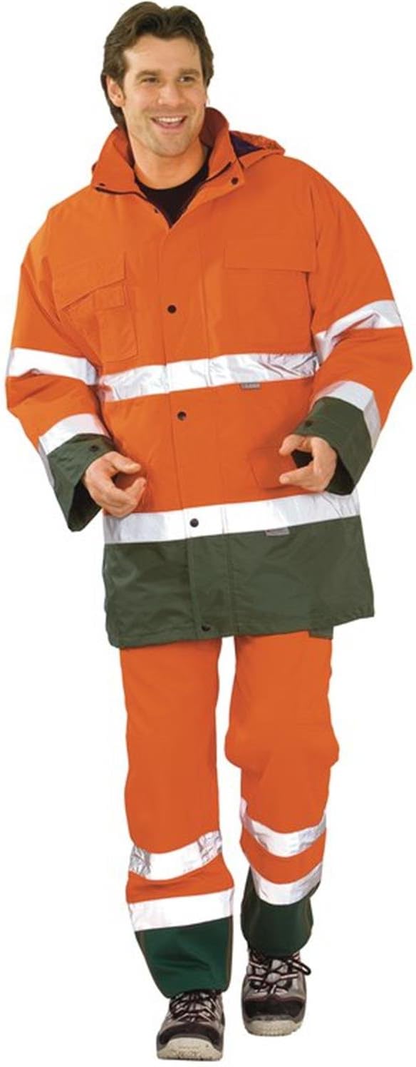 Planam Grösse L Herren Warn-/Wetterschutz Parka 2-farbig orange grün Modell 2058 L Orange, Grün, L O