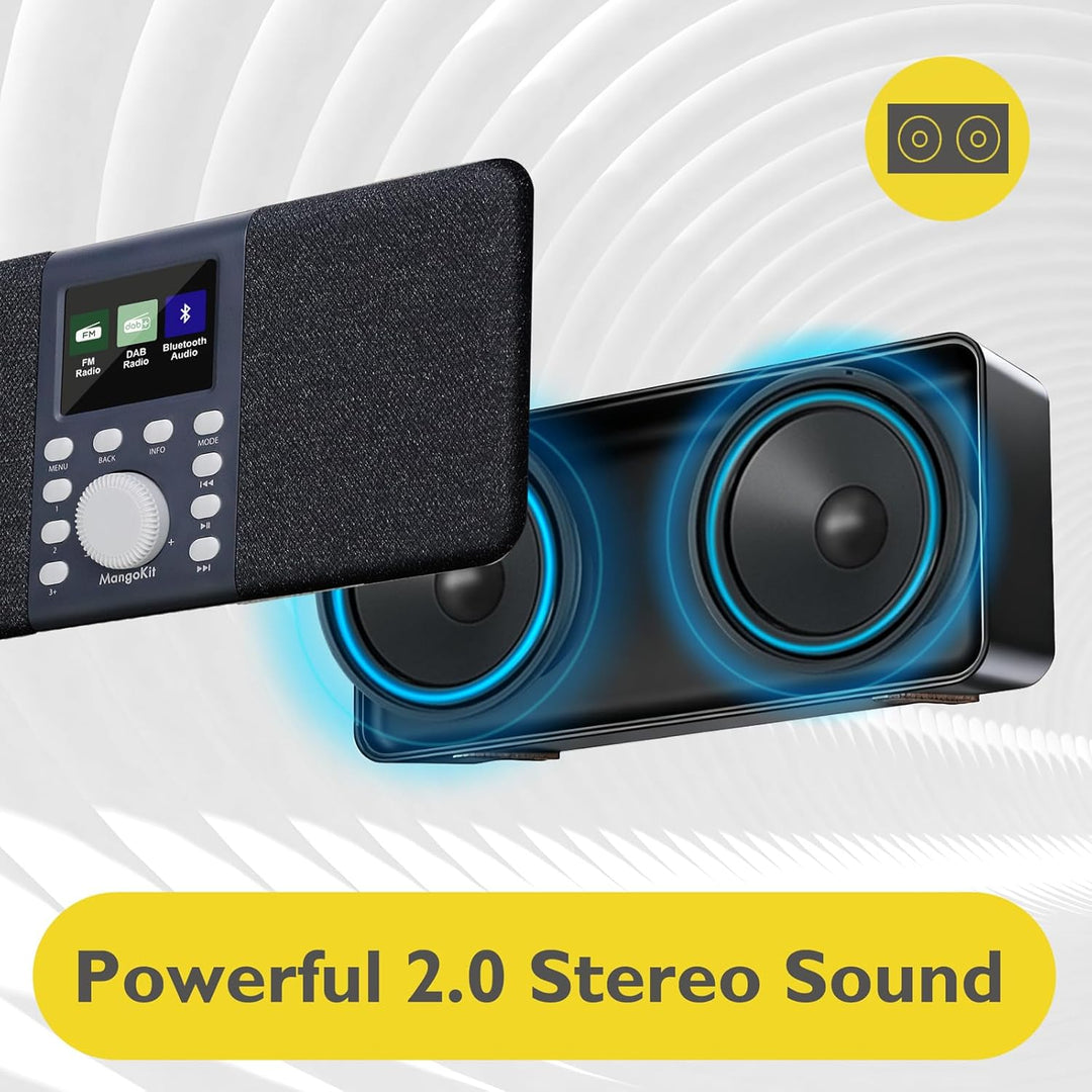 MangoKit MD5 Stereo DAB Radio mit Bluetooth,DAB Plus Radio,Digitalradio,UKW Radio,Tragbares Dab Radi