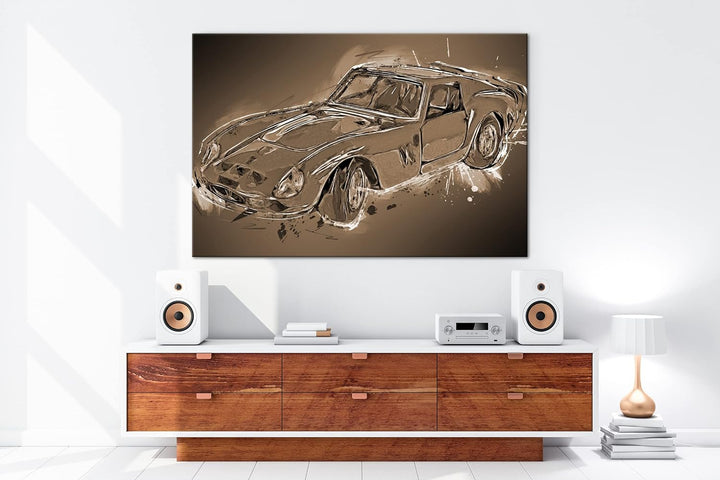 deyoli gezeichneter Sportwagen Effekt: Sepia Format: 80x60 als Leinwandbild, Motiv fertig gerahmt au