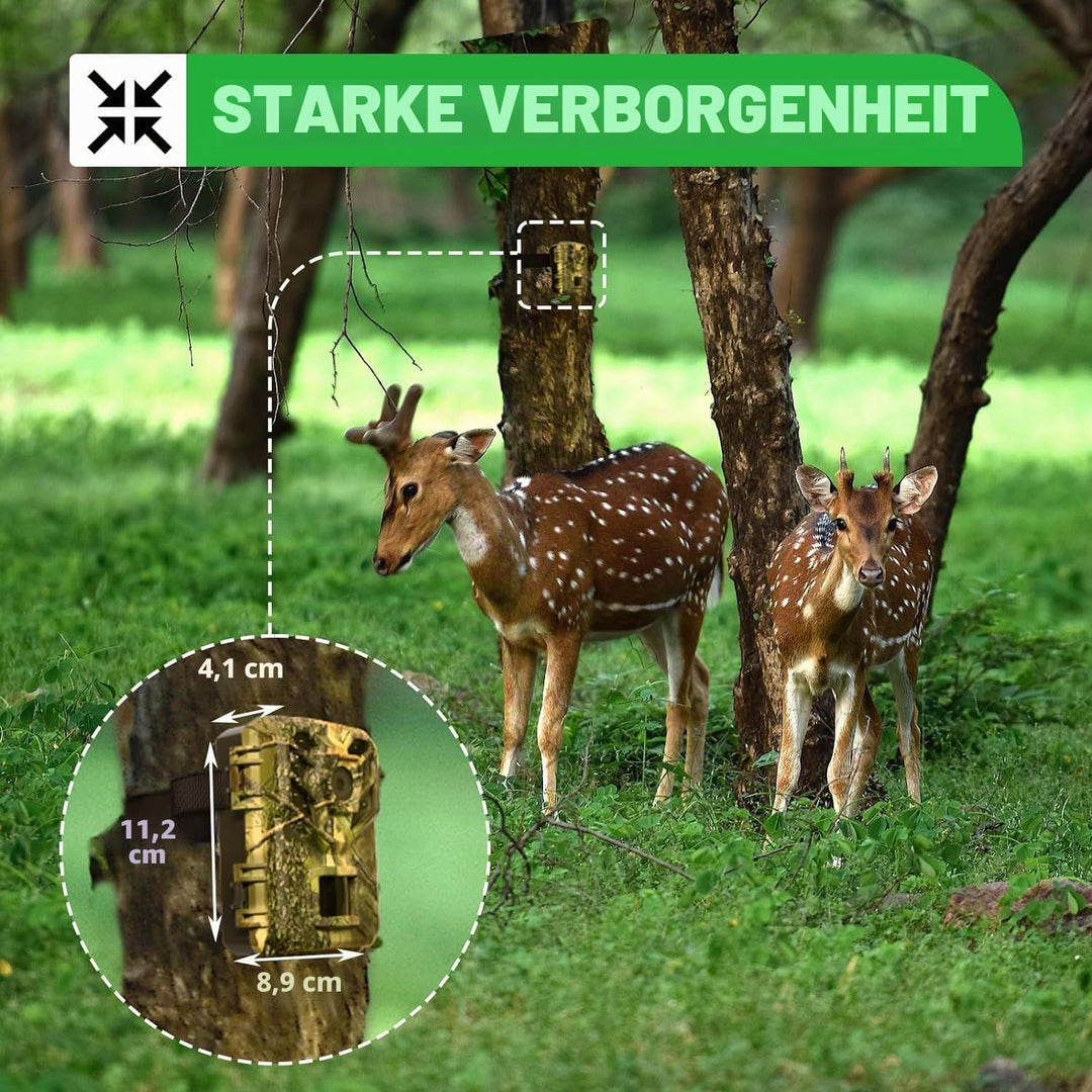 Coolifepro Wildkamera mit Handyübertragung App, 32MP Mini WLAN Wildkamera, 0,1 s Auslösegeschwindigk