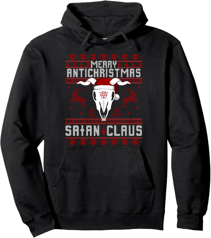 MERRY ANTICHRISTMAS SATAN CLAUS Ugly ANTI Weihnachten Design Pullover Hoodie