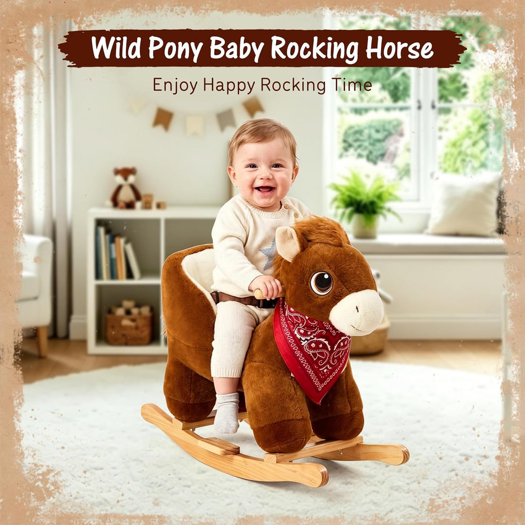 FUNLIO Pony Schaukelpferd für Kleinkinder von 6 Monaten bis 3 Jahren, wildes Baby-Schaukelpferd mit