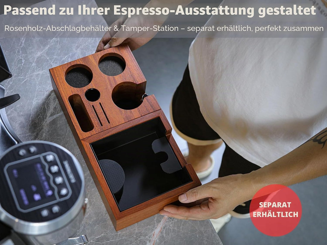 Rosewood Espresso Knock Box - Kaffeepuckeimer mit stossdämpfender Stange &amp; rutschfestem Boden | Prem