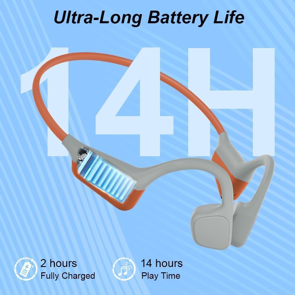 Knochenschall Kopfhörer, Open Ear Kopfhörer Kabellos 14 Stunden Akkulaufzeit, Bone Conduction Headph