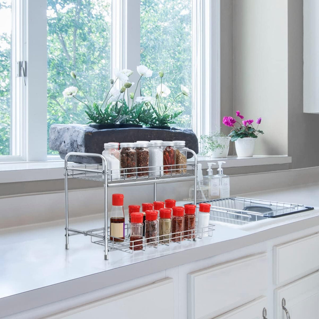 BESTonZON 2-Tier Gewürzregal mit ausziehbarem Design.Küche Counter Storage Organizer Halter für Gewü