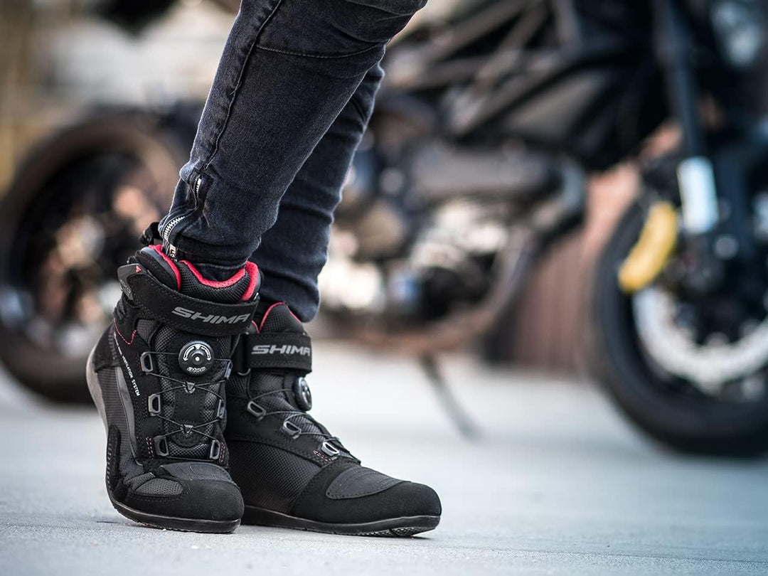 SHIMA EXO Vented Motorradschuhe Damen | Sommer Belüftet Mesh Motorradstiefel mit ATOP Verschluss-Sys