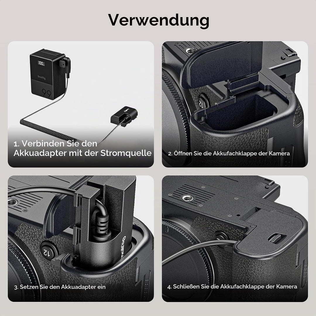 SMALLRIG D-TAP auf LP-E6NH Dummy-Akku, LP-E6NH Spiral-Stromkabel für Canon R5, R6, R7, R, R5C, 5D II