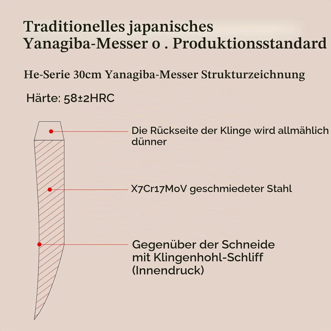 XINZUO 30cm Sashimi Messer X7Cr17MoV Edelstahl, Traditionelles japanisches Kunsthandwerk Yanagiba Fi