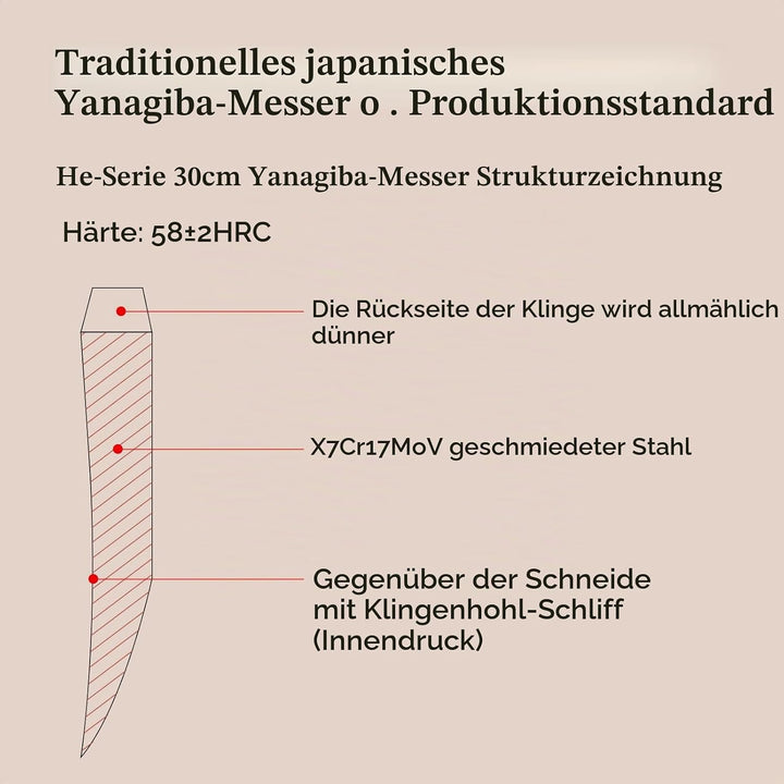 XINZUO 30cm Sashimi Messer X7Cr17MoV Edelstahl, Traditionelles japanisches Kunsthandwerk Yanagiba Fi