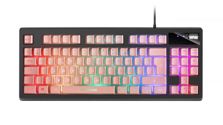 Mars Gaming MKAXPFR Kompakttastatur TKL H-Mech, RGB-Beleuchtung 9 Effekte, Gel-Handballenauflage, Pi