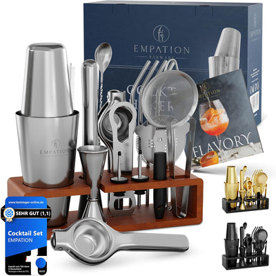 EMPATION Cocktail Set [TESTSIEGER] 750ml Boston Cocktail Shaker - leicht zu öffnen & kein Verklemmen