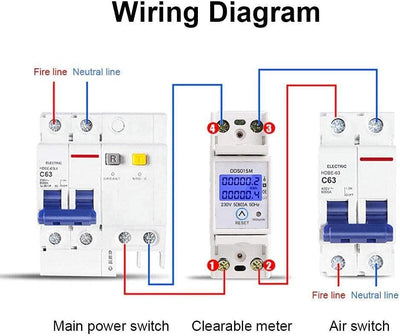 Einphasen-Stromzähler, DDS015M Wattstunden-Energiezähler Digitales DIN-Schienen-KWH-Messgerät, Displ