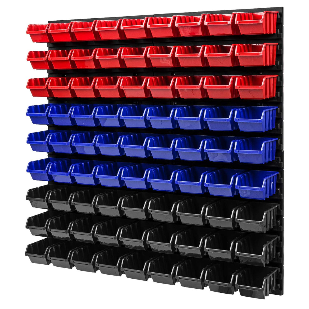 PAFEN Wandregal Stapelboxen - 772 x 780 mm – 81 Stück Boxen Werkstatt Lagersystem Schüttenregal (Rot