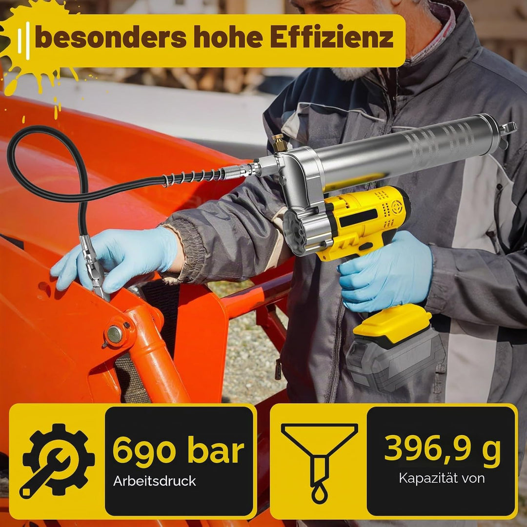 WingFly Akku Fettpresse für Dewalt 20V Batterie, 10000 PSI Elektrische Fettpresse mit 54cm Hochdruck