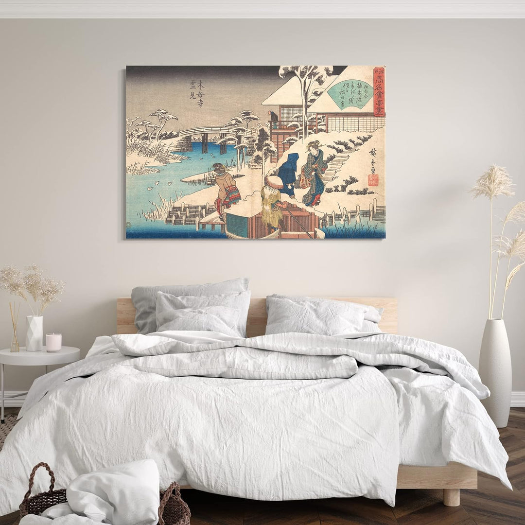 Printed Paintings Leinwand (80x60cm): Utagawa Hiroshige - Mokuboji Yukimi (Uekiya) im Uekiya-Rest 80