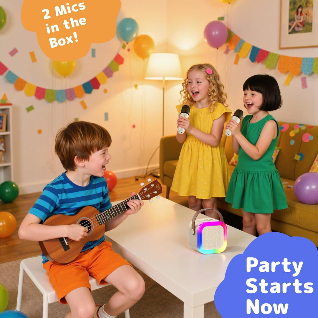 Fede Karaoke Maschine für Kinder Erwachsene, Mini Karaoke Maschine mit 2 Mikrofonen, Tragbarer Bluet