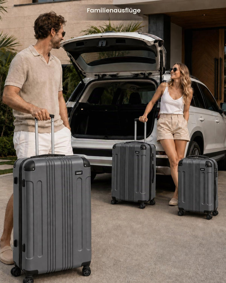 KONO 65cm Koffer Mittelgross Hartschale Trolley Rollkoffer Reisekoffer mit 4 Rollen 65x42x26cm (Koff