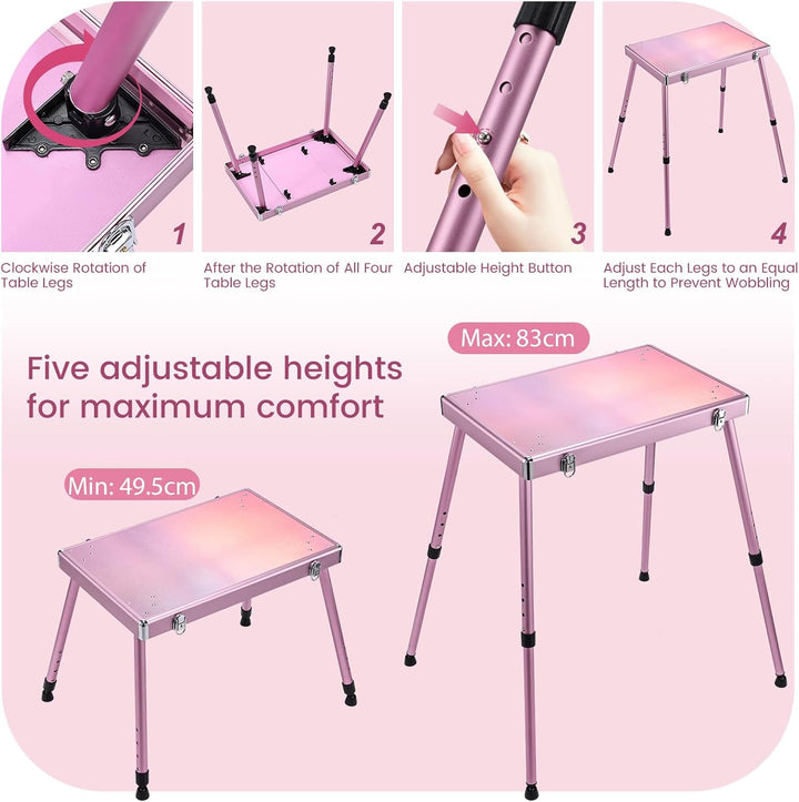 Kosmetik Trolley mit Tisch und 5 Schubladen Professioneller Kosmetikkoffer mit Rollen Nagelkoffer mi