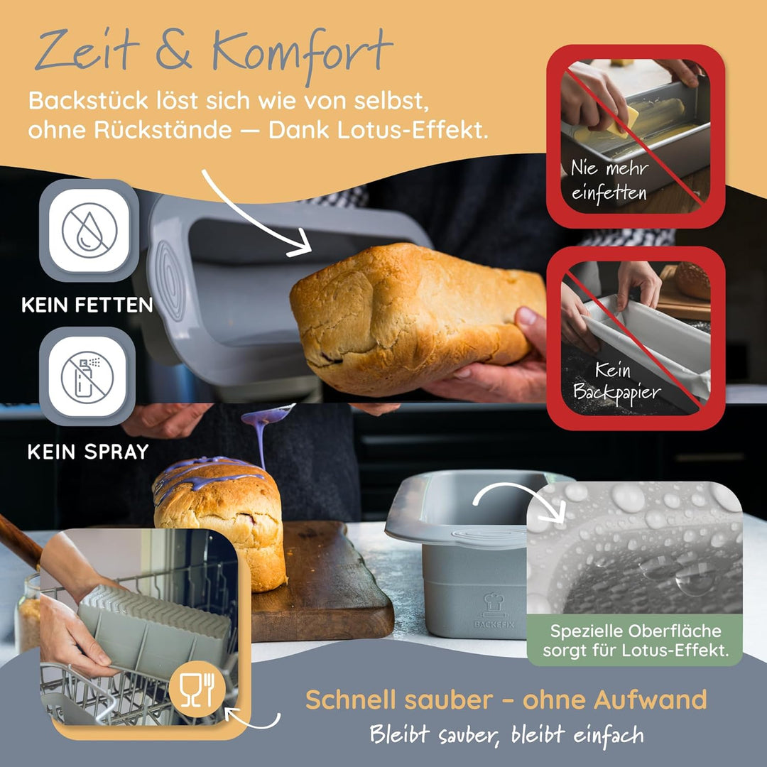 Backefix flexible Silikon Brotbackform 600g, Kastenform klein 21cm, als Kuchenform Kasten, ideal zum