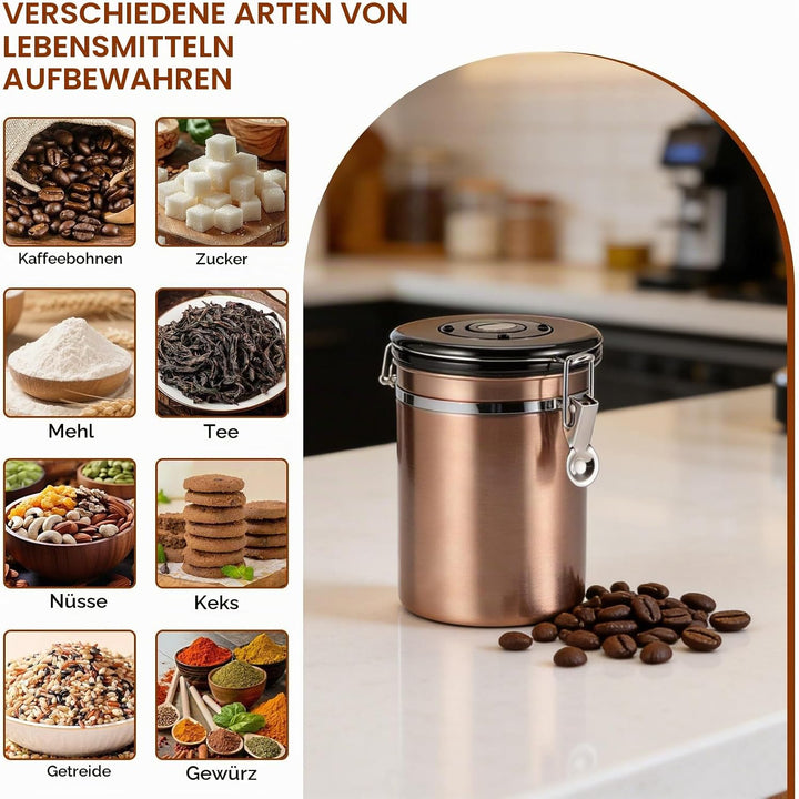 Edelstahl-Kaffeekanister, 50,7 Unzen luftdichte Vorratsbehälter für Lebensmittel Küchenkanister für