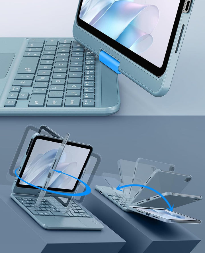 GreenLaw Tastaturhülle für iPad Mini 7 (2024) und Mini 6 (2021) 8,3 Zoll, Smart Touchpad, 7 Farben H