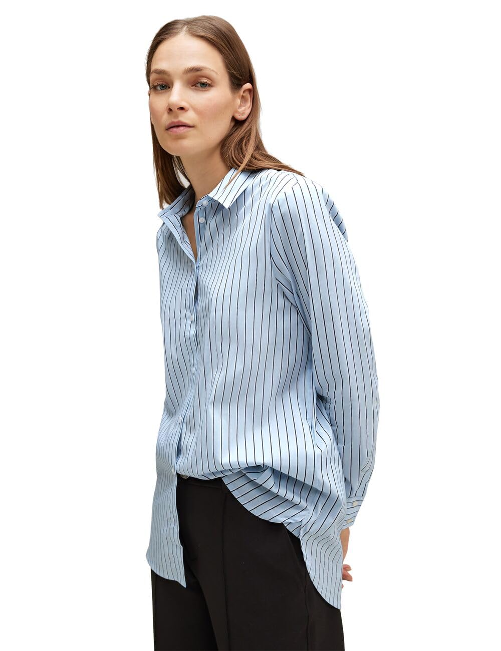 Street One Damen Hemdbluse Gestreift 38 Light Sublime Blue, 38 Light Sublime Blue