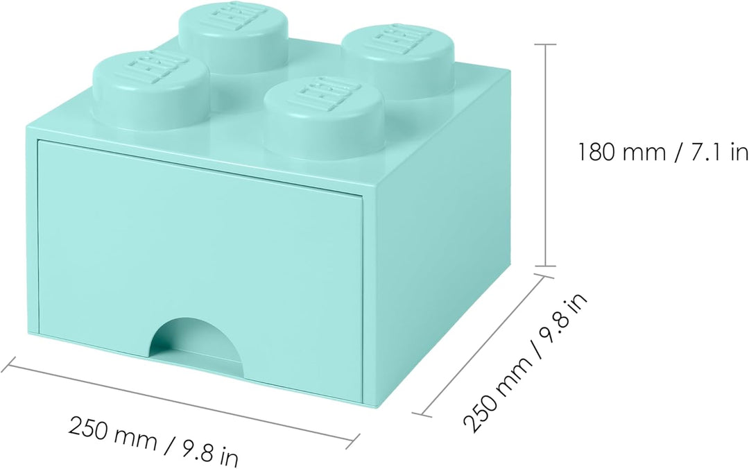 LEGO 4005 Brick 4 Knöpfe, 1 Schublade, stapelbar Aufbewahrungsbox, 4,7 l, grün, Plastik, Legion/Aqua