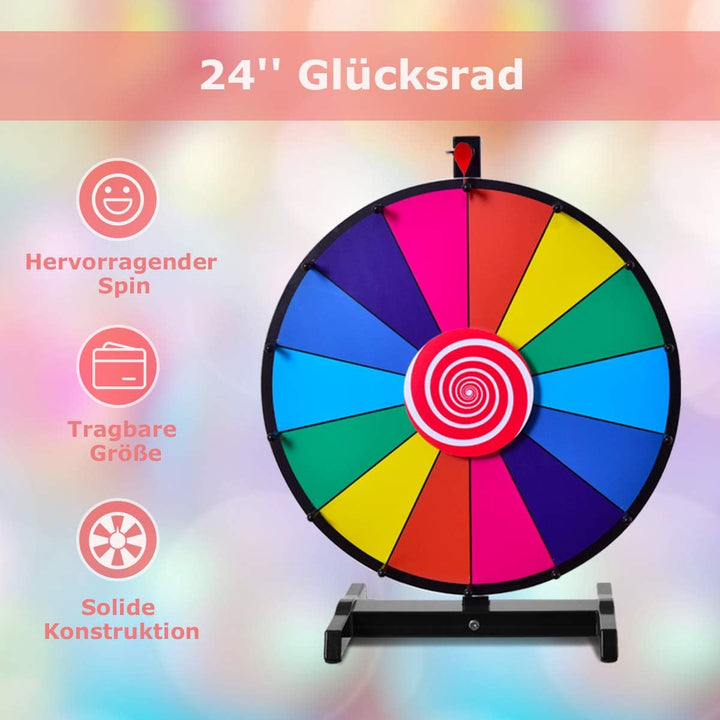 COSTWAY 24" Glücksrad Spielzeug Farbe Rad Spiele für Lotteriespiele Wortspiele, inkl. Radiergummi un