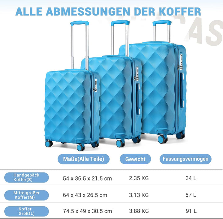 British Traveller Mittelgrosser Koffer 64x43x26.5 cm Leichter Reisekoffer aus ABS+PC mit TSA-Schloss