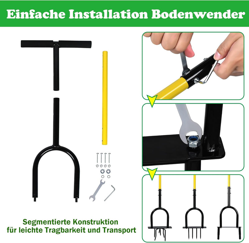 SUBTLETY 99cm Handvertikutierer Set Manuelle Vertikutier- & Bodenbelüftungsgerät Rasenlüfter mit 3 A