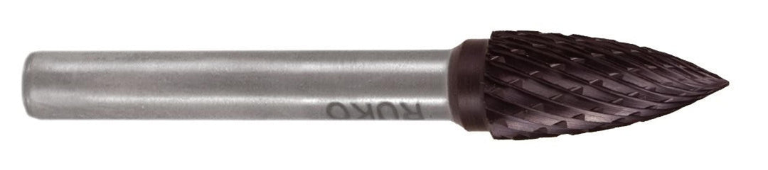 RUKO 116028TC - Fresas metal duro TiCN forma G - SPG Arco en punta (12 x 65 mm)