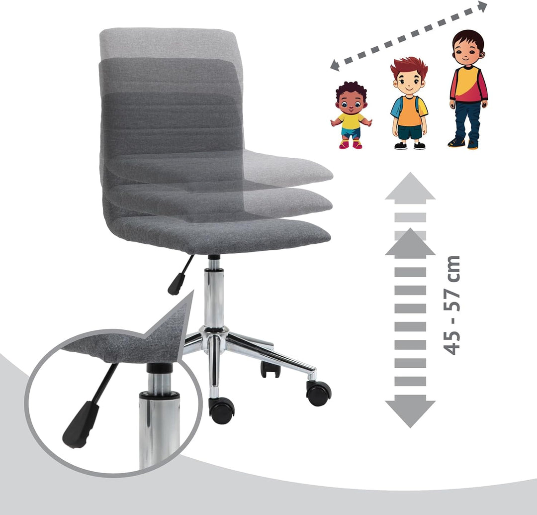 SVITA Linus Schreibtischstuhl Kinder Drehstuhl Stoffbezug Grau Grau Polyester, Grau Polyester