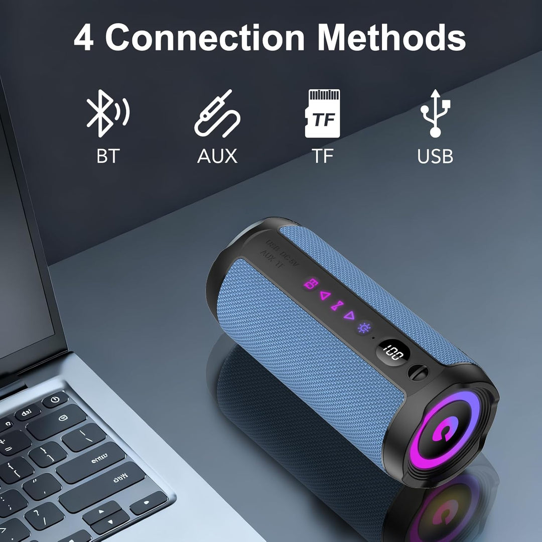 Bluetooth Lautsprecher mit Licht, Bluetooth 5.4 Musikbox,30W Dual Lautsprecher, LED Anzeige & 30 Std