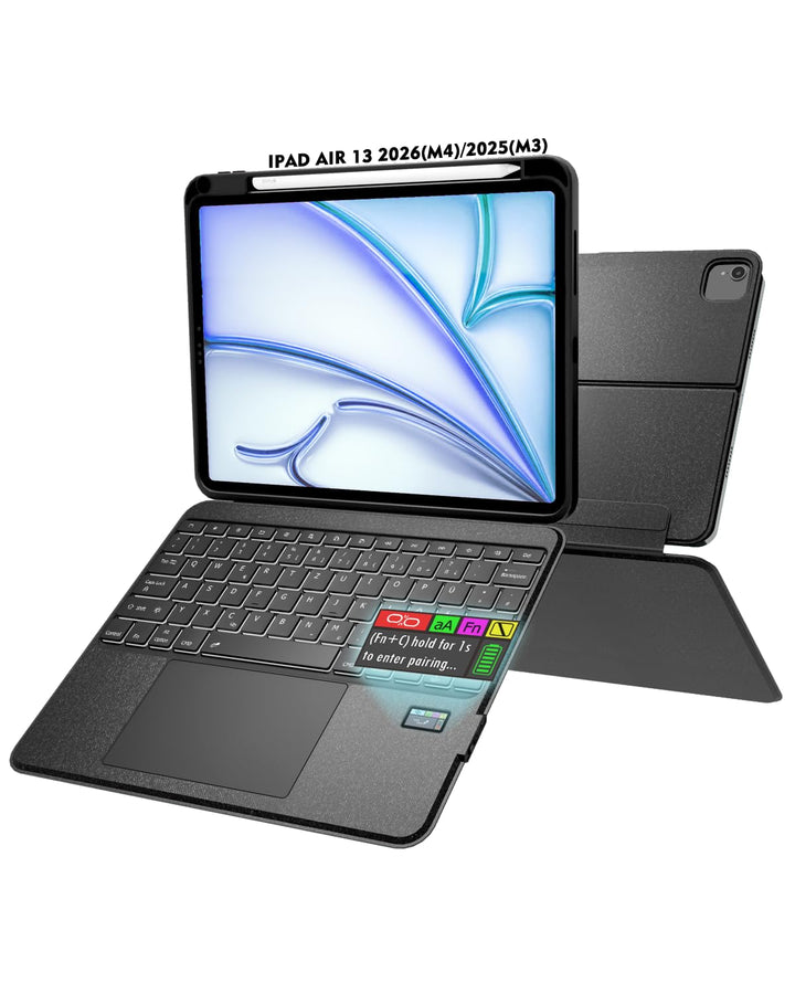 Doohoeek Tastatur Hülle mit LCD-Display für iPad Air 13 Zoll 2025(M3)/2024(M2), iPad Pro 12,9 Zoll 6