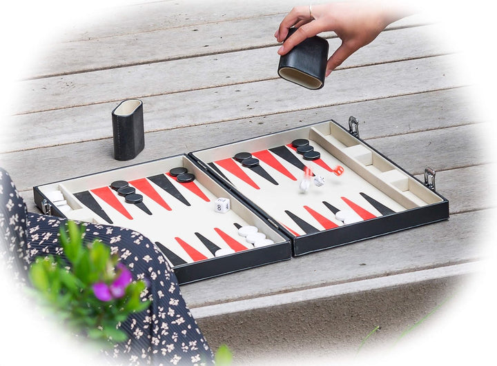 Engelhart - Schwarzes und weisses rotes Backgammon 36 cm - 250505