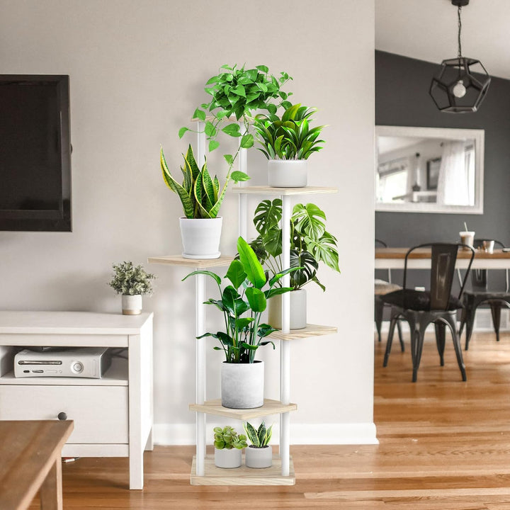 6-Tier Hölzern Blumenregal Pflanzenregal, Mehrstöckig Blumenständer Pflanzenständer Blumenbank Blume