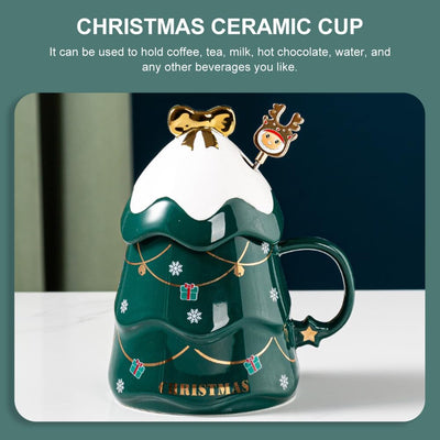 Cabilock Weihnachten Baum Tasse Weihnachten Keramik Becher Keramik Kaffee Becher mit Glück Bogen Dec