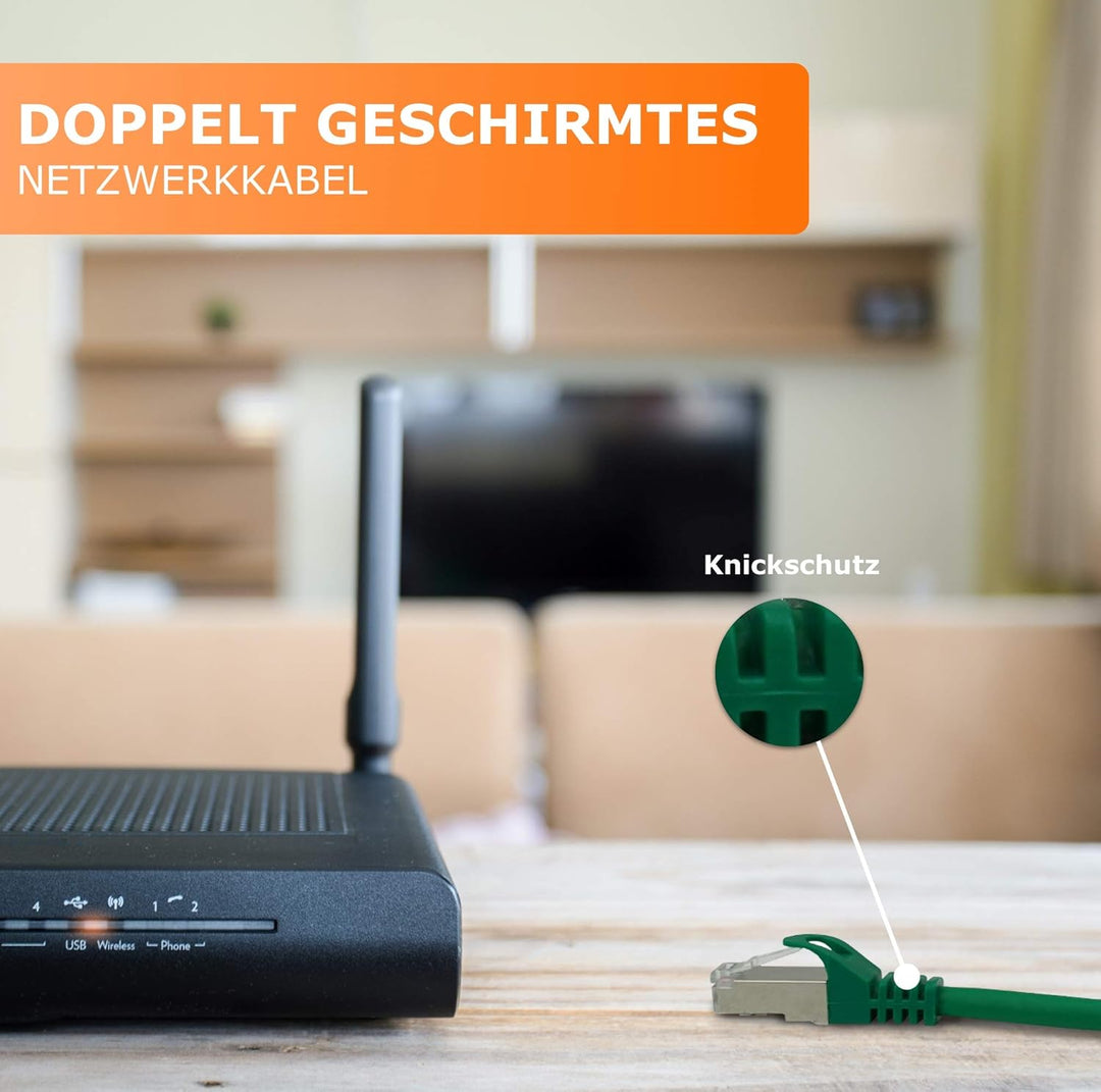 1aTTack.de 30m - grün - 1 Stück CAT.7 Netzwerkkabel Patchkabel SFTP PIMF LSZH Gigabit Lan Kabel 10Gb