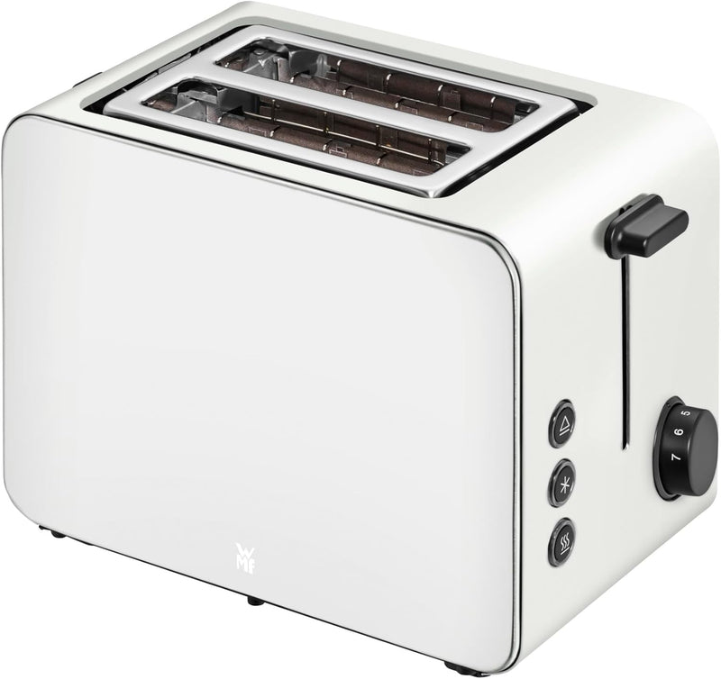 WMF Stelio Toaster 2 Scheiben Edelstahl, Doppelschlitz Toaster mit Brötchenaufsatz, Bagel-Funktion,