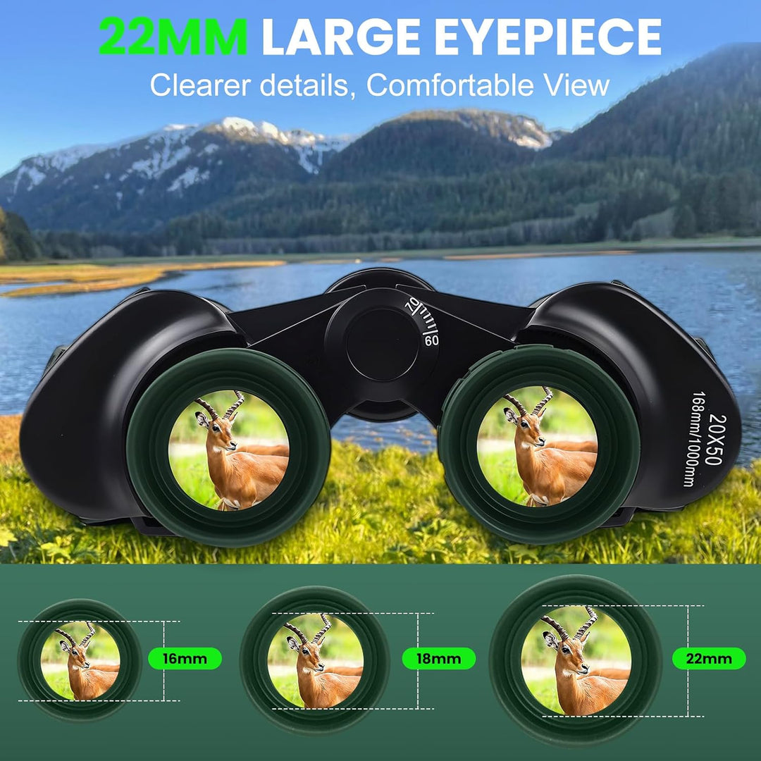 20x50 Fernglas für Erwachsene, HD Wasserdichtes Fernglas mit BAK4 Prisma & FMC Objektiv, Tragbares T