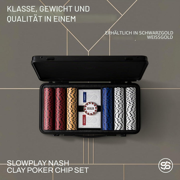 SLOWPLAY Nash 14g Ton Pokerchips-Set Black Gold Edition, 500 STK Core Set | Mit Werten: 5,25,100,500